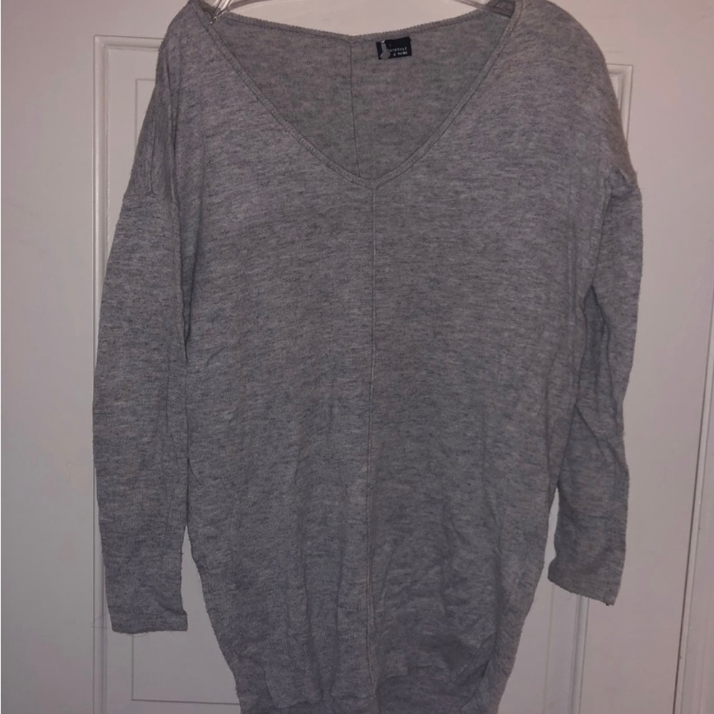 Sparkle & Fade x UO Gray V-Neck Sweater, Size Small